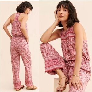 Faherty Adella Pink Floral jumpsuit size Small